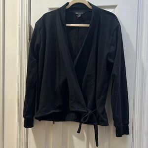Athleta Classic Black Cardigan cross over with ties